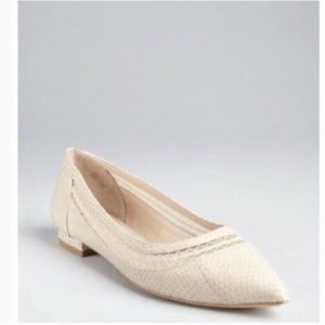 Pour La Victoire Nude Tan Snakeskin Leather Flats